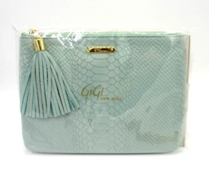 Bolso de Mano GiGi New York Todo en Uno Cuero NUEVO 7x9" Pitón Repujado Azul Lista $125 - Imagen 1 de 12