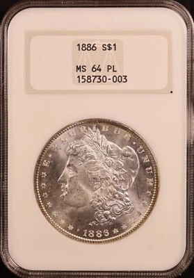 1886-P Morgan Silver Dollar - NGC MS64 PL - Stunning Proof-Like! PQ NGC Fatty! - Image 1 of 4