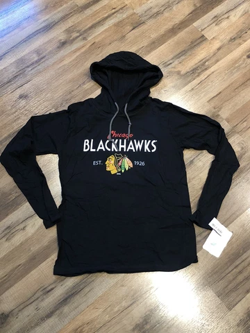 NWT Chicago Blackhawks Anvil Ring Spun Hooded Long Sleeve T-Shirt Women’s Sz M Cover