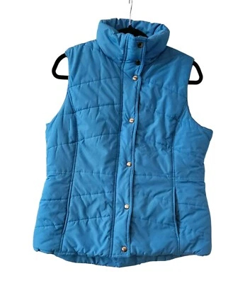 Womens New York & Company Womans Size LG Blue Quilted Puffer Vest Zip Snap READ - Image 1 of 4