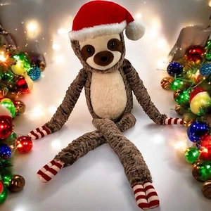 KellyToy Christmas Sloth Plush 31" Santa Hat Red White Stripes Hanging Very Soft - Picture 1 of 14