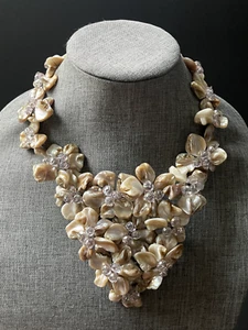 Collar de perlas Keshi llamativo moda crema cuentas cristal playa maximalista - Imagen 1 de 11