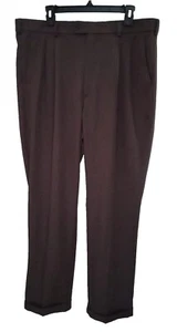 New Geoffrey Beene Mens Performance Dress Pants Pleated Cuffed Size 38x32 Brown - Picture 1 of 6