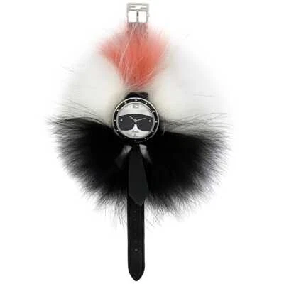 Relógio Fendi My Way preto prata branco rosa 35000M bom estado com pele SS - Imagem 1 de 4