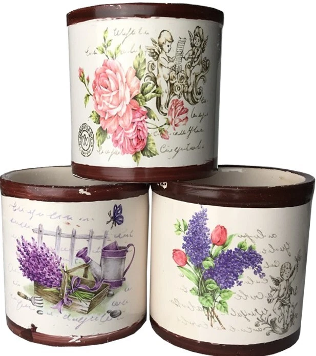 7CM BLUMENTOPF HOME OFFICE DEKO LAVENDEL PFLANZEN VASE VINTAGE ÜBERTOPF - Bild 1 von 1