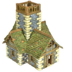 D&D 3D gedruckte Landschaft Tabletop Gelände Cottage Haus mit Turm für Warhammer - Bild 1 von 16