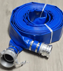 WATER DISCHARGE HOSE 5" X50 ft BLUE PVC LOCK FITTING - Picture 1 of 4