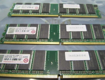 (LOTE DE 3) Transcend DDR1 RAM 512MB DIMM 400MHz TS64MLD64V4J-S1 Foto 1 de 4