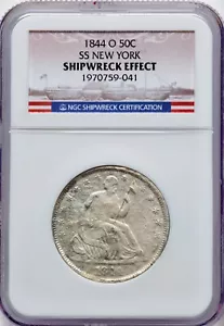 SS New York 1844-O Liberty Seated Silver Half Dollar NGC Shipwreck Effect - Picture 1 of 2