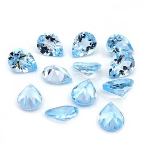 Natural Pear Sky Blue Topaz Gemstone Loose Semiprecious Faceted 3X5MM - Picture 1 of 9