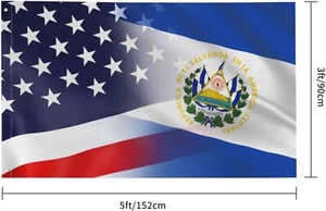 3 x 5 Fuß salvadorianische amerikanische Hybridflagge - 100 % Polyester mit Messingösen - Bild 1 von 7
