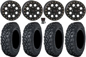 System 3 SB-7 14" Wheels Black (4+3) 28" Klever X/T Tires RZR Turbo S / RS1 - Picture 1 of 4
