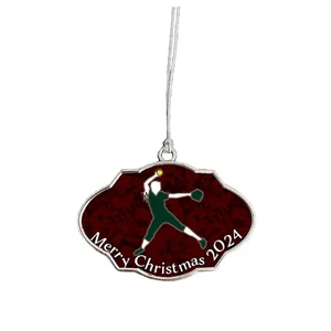 Softball Player Female Girl Red Silver Frame Merry Christmas 2024 Ornament - Picture 1 of 1