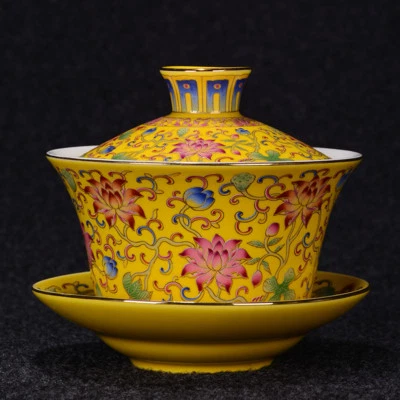 Platillo taza de té tazón cubierto con tapa porcelana más grande Gaiwan 340 ml China Foto 1 de 4