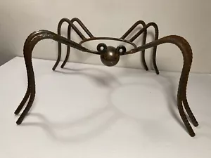 Vintage Handcrafted Wrought Iron Scrap Metal Spider Plant Bowl Stand 15.5" - Picture 1 of 12