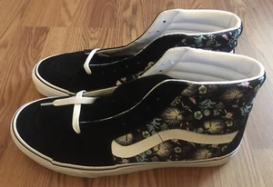 Vans Mens Sk8-Hi Paradise Floral Canvas Suede Skate Black Shoes Size 11.5 NEW! - Picture 1 of 5