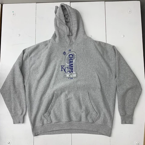 Kansas City Royals Mens Grey pullover Hoodie Size 2XL Cover
