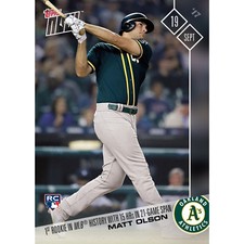 MATT OLSON 15 HR's 21 GAMES OAKLAND A's HISTORY TOPPS NOW 2017 ROOKIE CARD #624