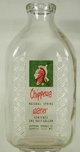 CHIPPEWA FALLS WI NATURAL SPRING WATER BOTTLE 1/2 GALLON ACL INDIAN - Picture 1 of 4