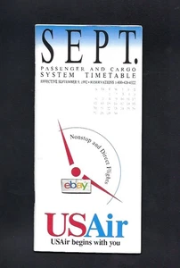 USAIR SYSTEM FAHRPLAN 9-9-1992 US AIR SHUTTLE - EXPRESS - ROUTENKARTE - AD'S - Bild 1 von 1