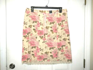 Jupe stretch femme Venezia taille 16 blanc cassé avec fleur rose longueur genou neuve avec étiquette - Photo 1/3