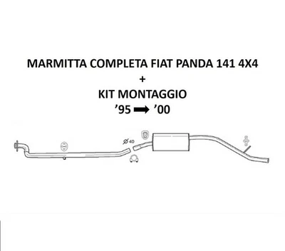 Marmitta completa asso per FIAT Panda 141 1.1 4X4 + kit montaggio - Image 1 of 4
