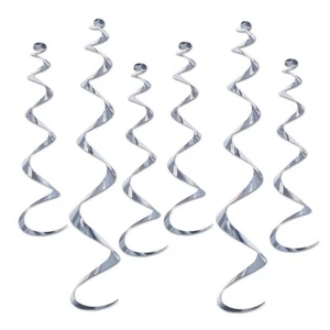 Beistle Silver Twirly Whirly (6/pkg) - Party Supply Decoration - Picture 1 of 1