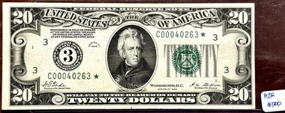 1928*-3 $20 Federal Reserve Of Philadelphia Nice VF Numerical Star Note - Image 1 of 2