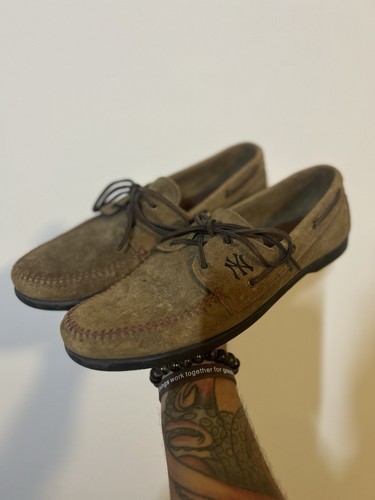 NIKE Mocassino Allen Edmonds NY Yankees scarpa da barca punto baseball in pelle da uomo taglia 13