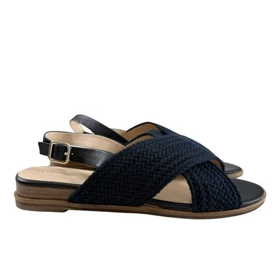 Sandalia Andre Assous Ginny Tejida Entrecruzada Mini Cuña Azul Talla 10 Foto 1 de 4