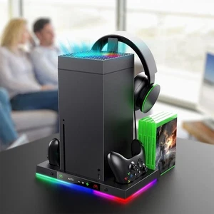 RGB Cooling & Charging Stand for Xbox Series X, Dual Controller Dock & Headset - Picture 1 of 6