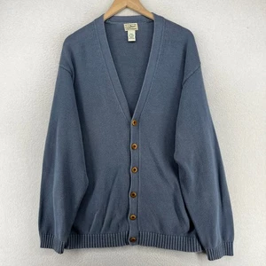 LL BEAN Sweater Mens XL Tall Cardigan Button Front Grandpa Cotton Blue - Picture 1 of 13