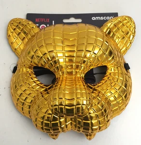 Squid Fancy Dress VIP Mask Leopard Adult One Size Elastic Strap Gold Tone New F1 - Picture 1 of 11