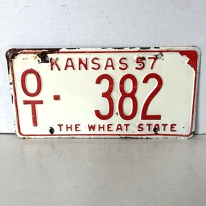 1957 Kansas License Plate 382 Ottawa County OT Collector Man Cave Garage - Picture 1 of 4