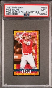 PSA MINT 9 2023 TOPPS SP RIP MINI ORANGE YELLOW RIPPLES Mike Trout 17/65 Rare + - Picture 1 of 6