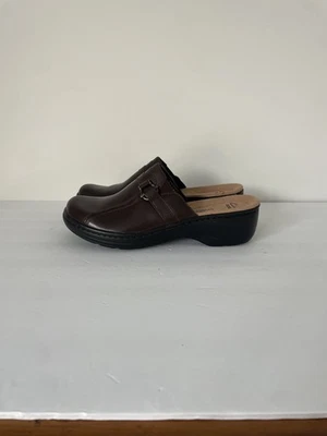 Clarks Women’s Hayla Marina Leather Mules/Clogs Brown 9 - Image 1 of 4