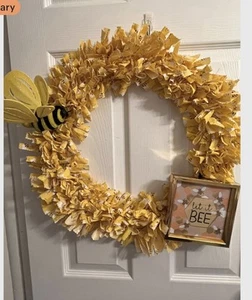 Let It Bee Rag Wreath 18” Round - Picture 1 of 1