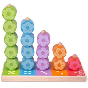 Bigjigs Toys First Wooden Flower Stacking Stacker Tower Educational - Picture 1 of 8