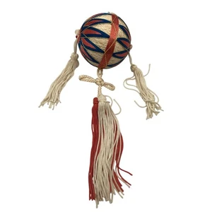 Vintage kleine Tamari/Temari Kugel japanische Volkskunst Handarbeit Fadenschmuck  - Bild 1 von 10