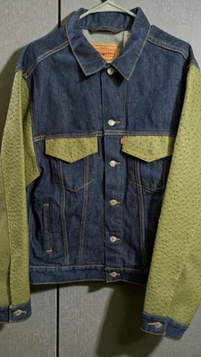 Chaqueta de Camionero Híbrida Levis Tipo 3 Denim con Mangas de Cuero de Avestruz Para Hombre Grande Foto 1 de 4