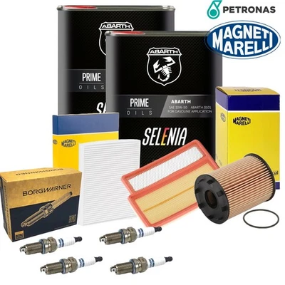 4L Petronas Selenia 10W50 inkl. Zündkerzen, Ölfilter, Luftfilter Abarth 500 Set