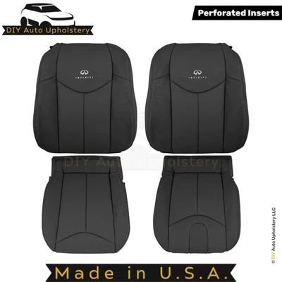 2008-2013 Fits Infiniti G37 Leather Perforated Front Replacement Covers Graphite - Image 1 of 4