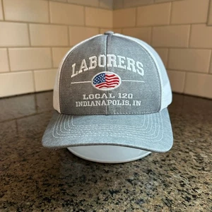 Laborers Local 120 Hat Graffiti Men's Snapback Gray White USA Flag - Picture 1 of 6