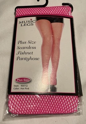 Meia-calça MUSIC LEGS rosa quente sem costura FISHNET Plus Queen - Imagem 1 de 2