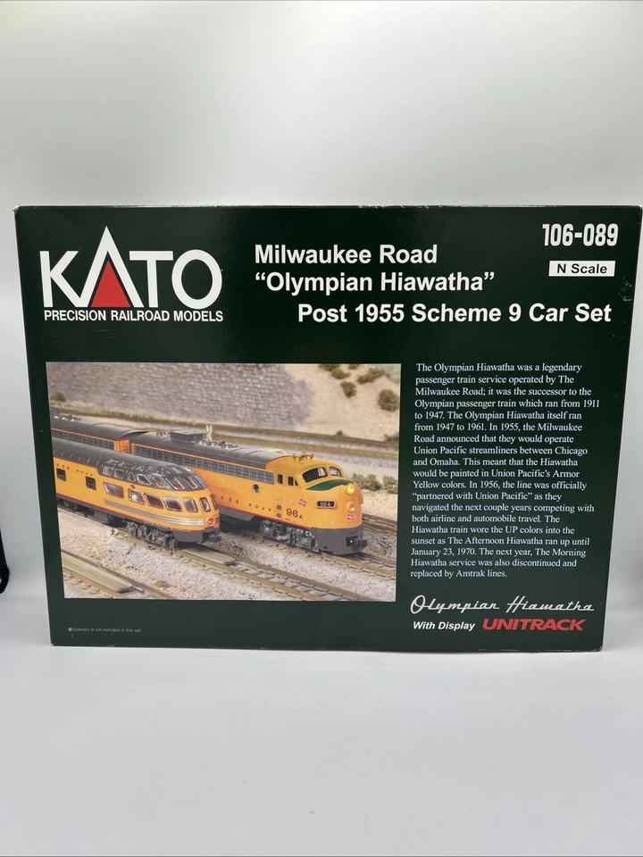 Kato 106-089 N Milwaukee Road Olympian Hiawatha Post 1955 Scheme Car (Set of 9)