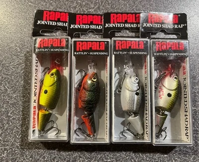 4 Rapala Jointed Shad Raps JSR-4 Bleed  Hot Olive ,Craw,Shad, Bleed Olive Flash - Image 1 of 2