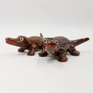 Vintage Kenmar Florida Alligator Ceramic Salt Pepper Shakers Brown 50s Art Japan - Picture 1 of 20