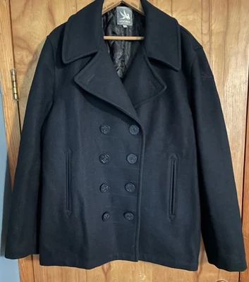 I SPIEWAK & SONS LG ABRIGO DE GUISANTE PARA HOMBRE DOBLE BOTONADURA LANA PESADA AZUL MARINO NÁUTICO NUEVO Foto 1 de 4