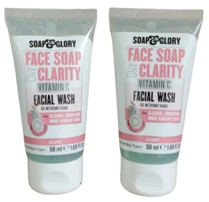 2 NEW Soap & Glory Face Soap & Clarity Vitamin C Facial Wash 1.7oz TRAVEL SIZE - Picture 1 of 1