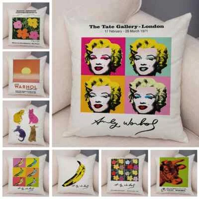 Andy Warhol Sunset Cat Cattle Banana Pillowcase Nordic Vintage Cushion Cover - Image 1 of 4